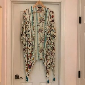 Violets &  Roses Women’s Floral Kimono Size L , 100% Rayon, Open Front
